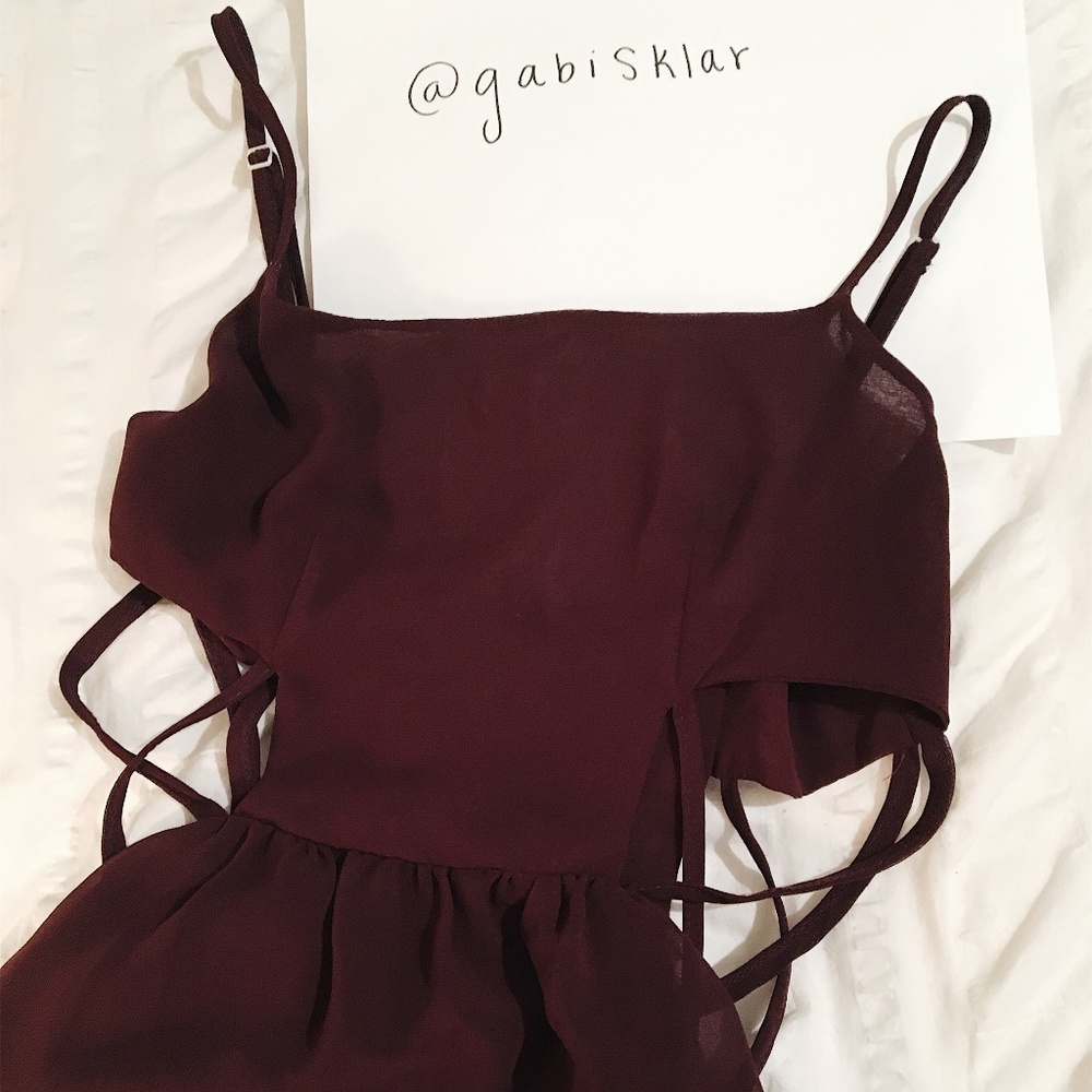 Brandy Melville Burgundy Cut Out Dress (ONE SIZE)